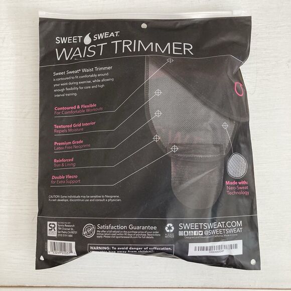 Sweet Sweat Waist Trimmer Band (Women & Men) - Trainer Belt - Black Pink Size M - Picture 6 of 6